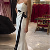 Robe longue bustier fendue contrastante noire et blanche Isabelle