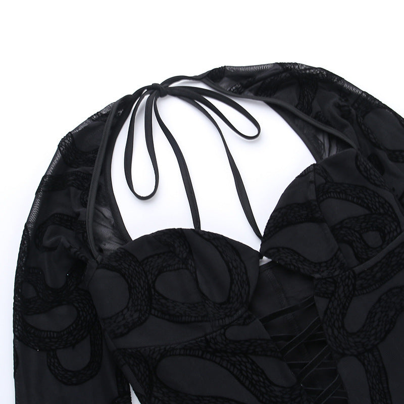 Midnight Lace Cutout Mini Dress