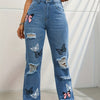 Pantalon en jean imprimé papillon Feel The Wind