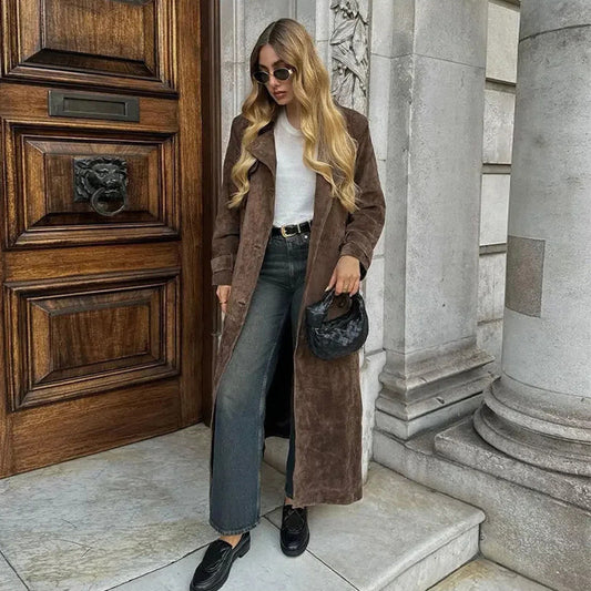 Challie  Vintage Suede Long Coat