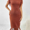 Fringe Openwork Boat Neck Knit Dress