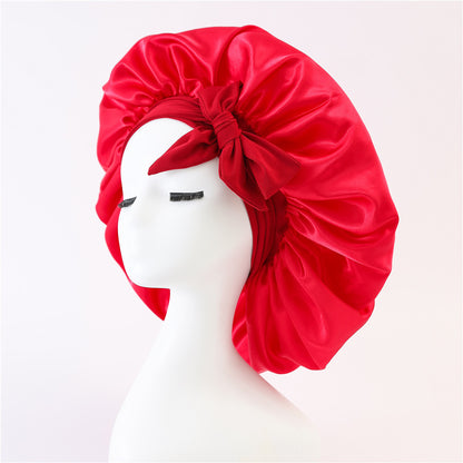 Luxury Silk Satin Bonnet for Women – Night Sleep Cap with Tie Band for Curly Hair