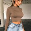 Trendy Long-Sleeve Crop Top – Casual & Chic Basic Tee for Women