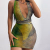 Verführerisches, rückenfreies Minikleid aus Weizenährennetz
