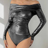 Perfee Ruched Off-Shoulder Long Sleeve Bodysuit