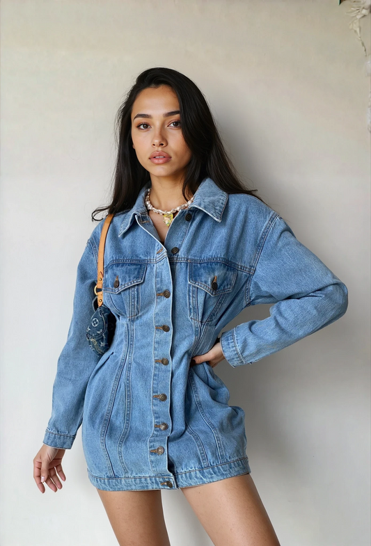 Buttoned Up Babe Denim Mini Dress