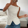 Y2K Square Neck Button-Up Vest Top