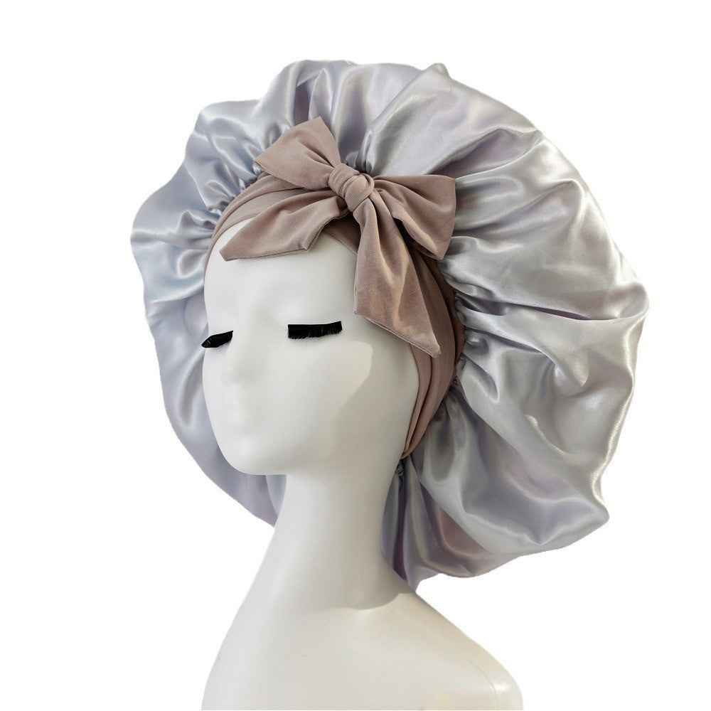 Luxury Silk Satin Bonnet for Women – Night Sleep Cap with Tie Band for Curly Hair