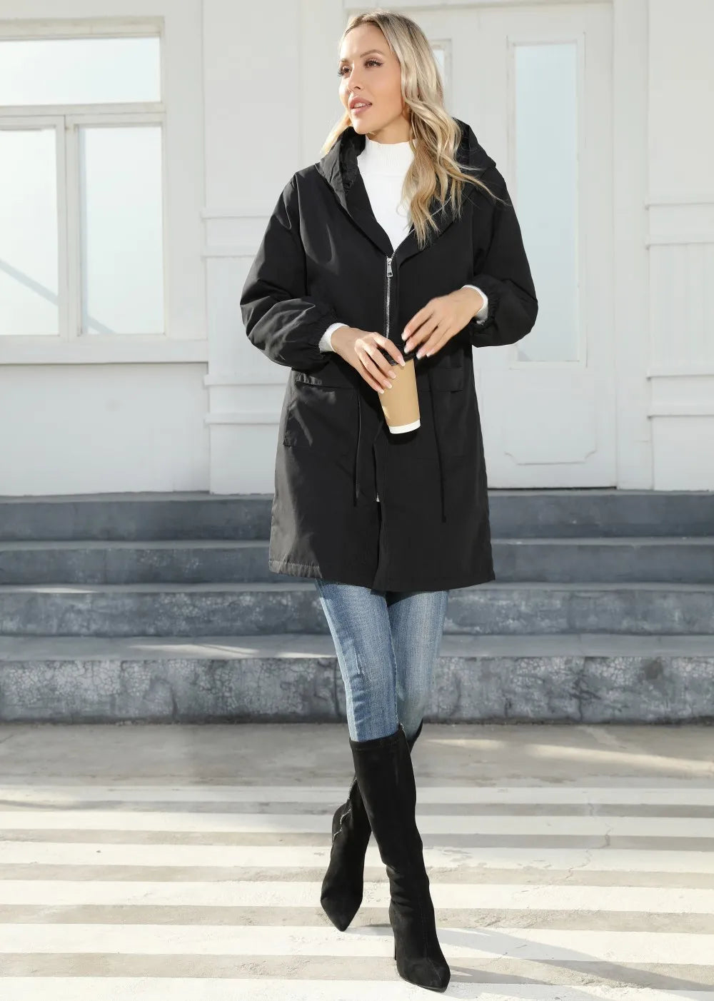 Flincter Hooded Fleece Trench Coat