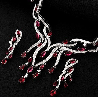 New Crystal Jewelry Zircon Tassel Pendant Set for Women - Earrings & Pendant Jewelry Set