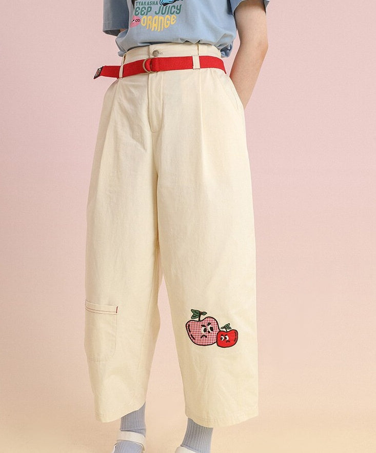 Juicy Mood Gingham Apple Pants – Cream