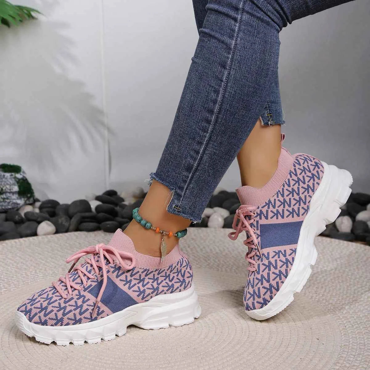 Round Toe Lace Up Sneakers