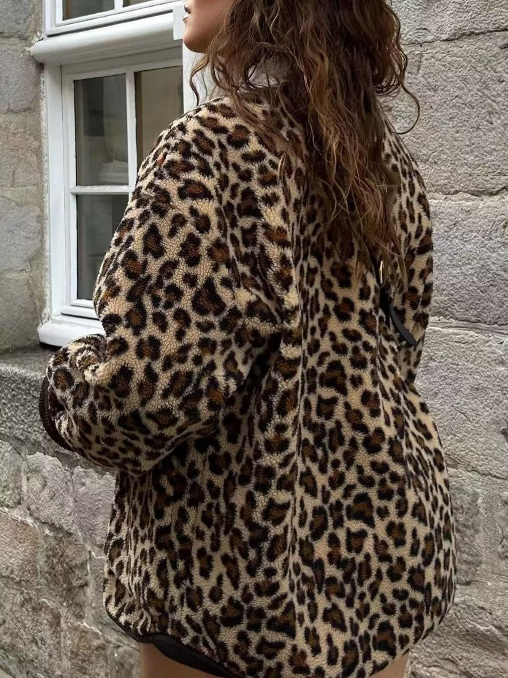 Winter Leopard Print Casual Loose Jacket