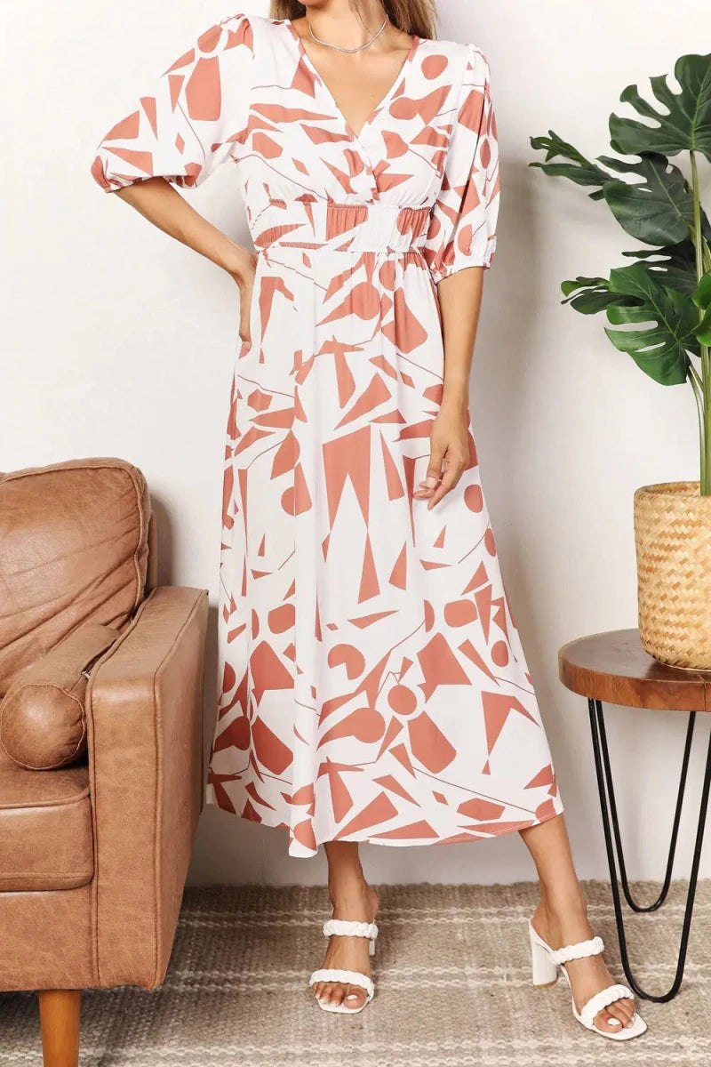 Easy Elegance Abstract Wrap Maxi Dress - Lustreve
