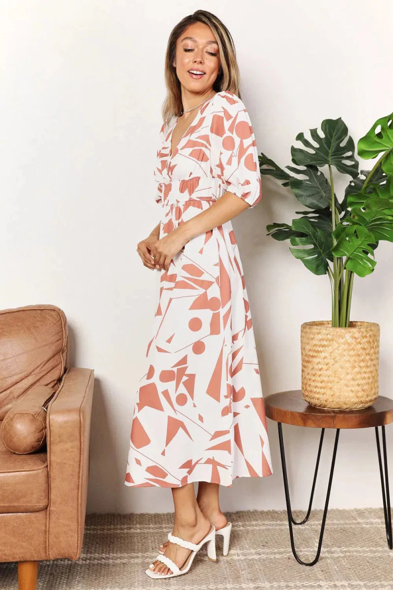 Easy Elegance Abstract Wrap Maxi Dress - Lustreve