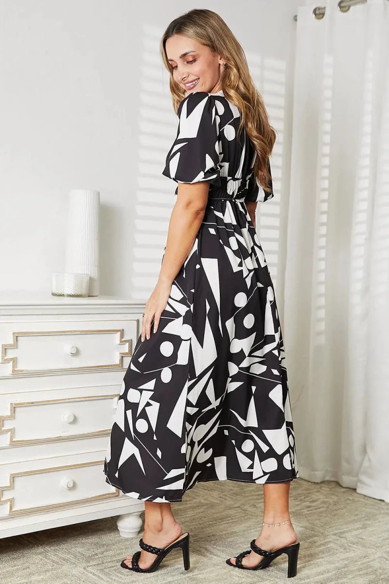 Easy Elegance Abstract Wrap Maxi Dress - Lustreve