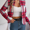 Chic Elegant Plaid Long Sleeve Coat
