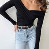 Off-Shoulder Ruched Long Sleeve Bodysuit