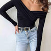 Off-Shoulder Ruched Long Sleeve Bodysuit