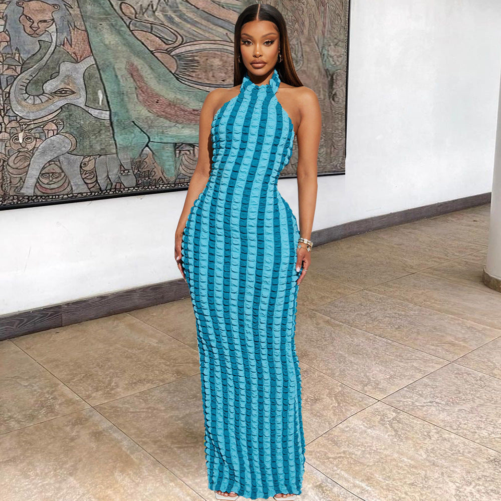 Trendsetter Halter Fringe Backless Maxi Dress