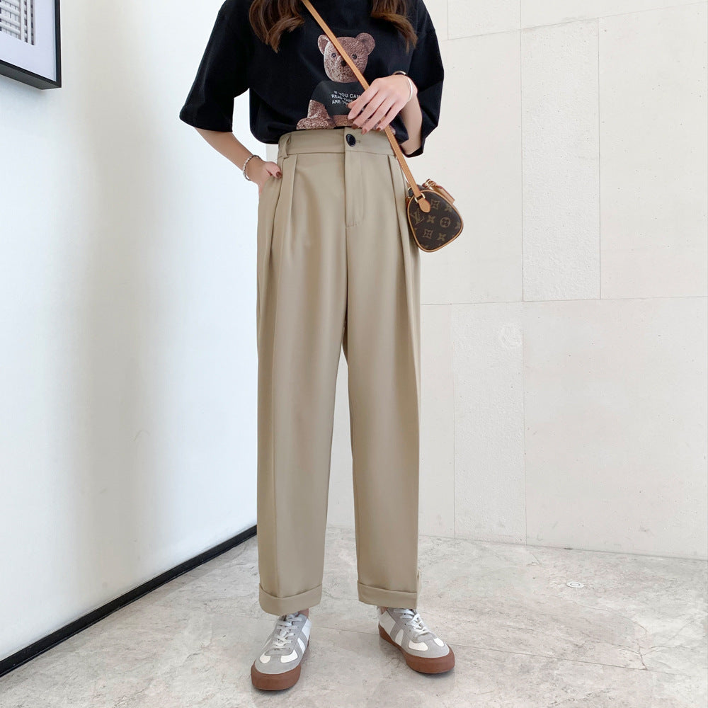 Crisp  High-Waist Pleated Trousers
