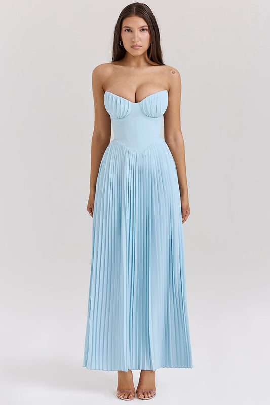 Robe longue bustier froncée Blue Moon Allure