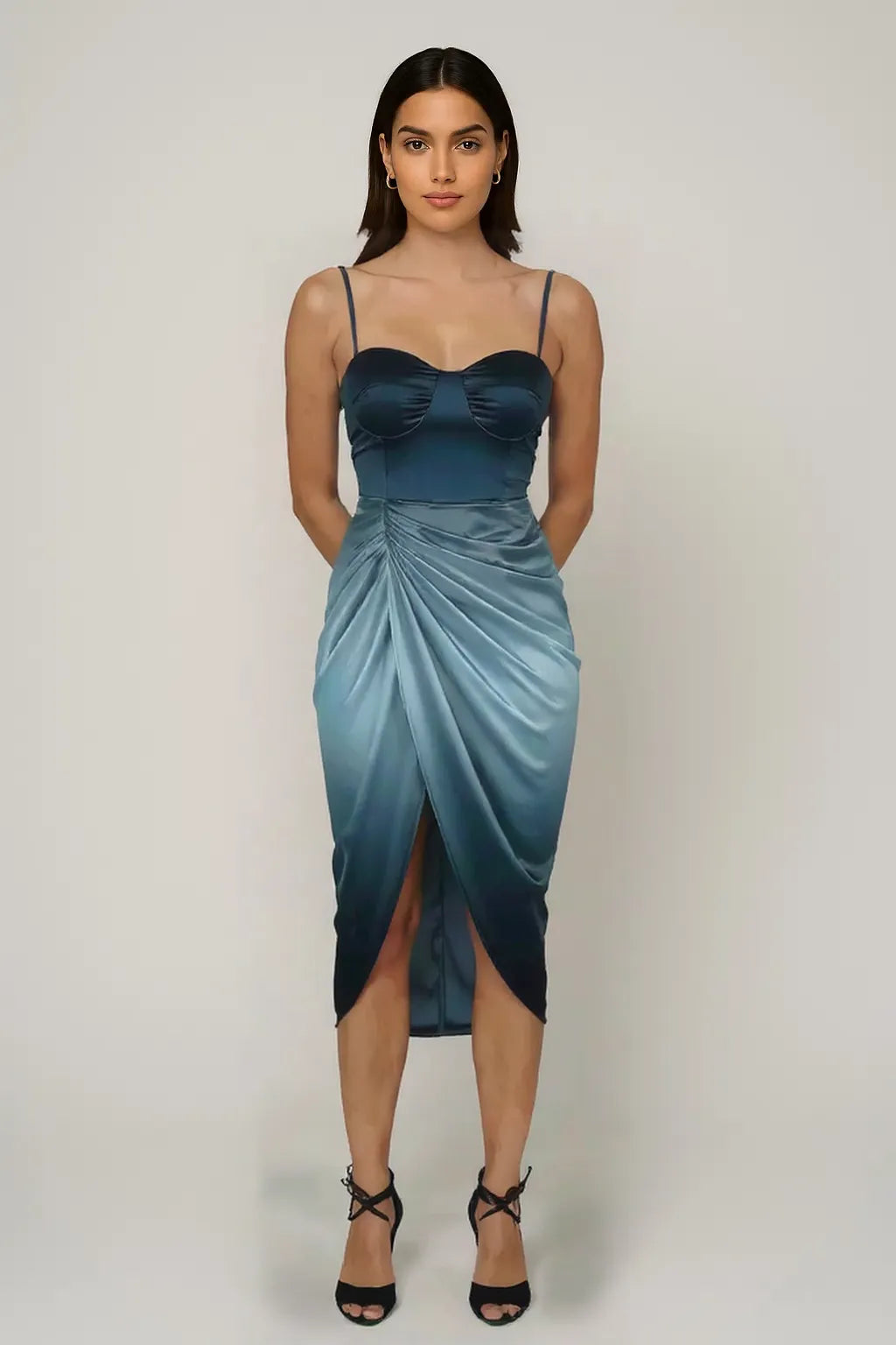Sapphire Rush Gradient Midi Dress