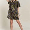 ADORA Floral Button-Up Mini Denim Dress