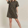 ADORA Floral Button-Up Mini Denim Dress