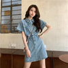 Vintage Charm High-Waisted Denim Dress