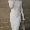 Elegant Off-Shoulder Lace Maxi Bodycon Dress