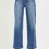 RISEN Elastic Band High Rise Cropped Wide Jeans