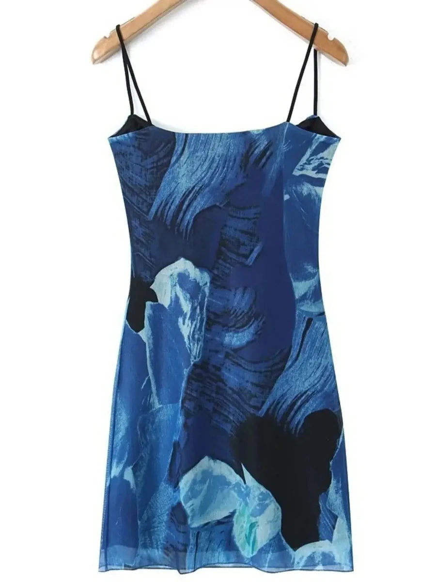 Electric Ivanna Inkblot Slip Mini Dress - Lustreve