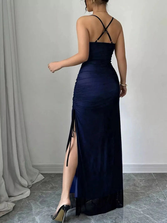 Elior Allure Ruched Strap Maxi Dress - Lustreve