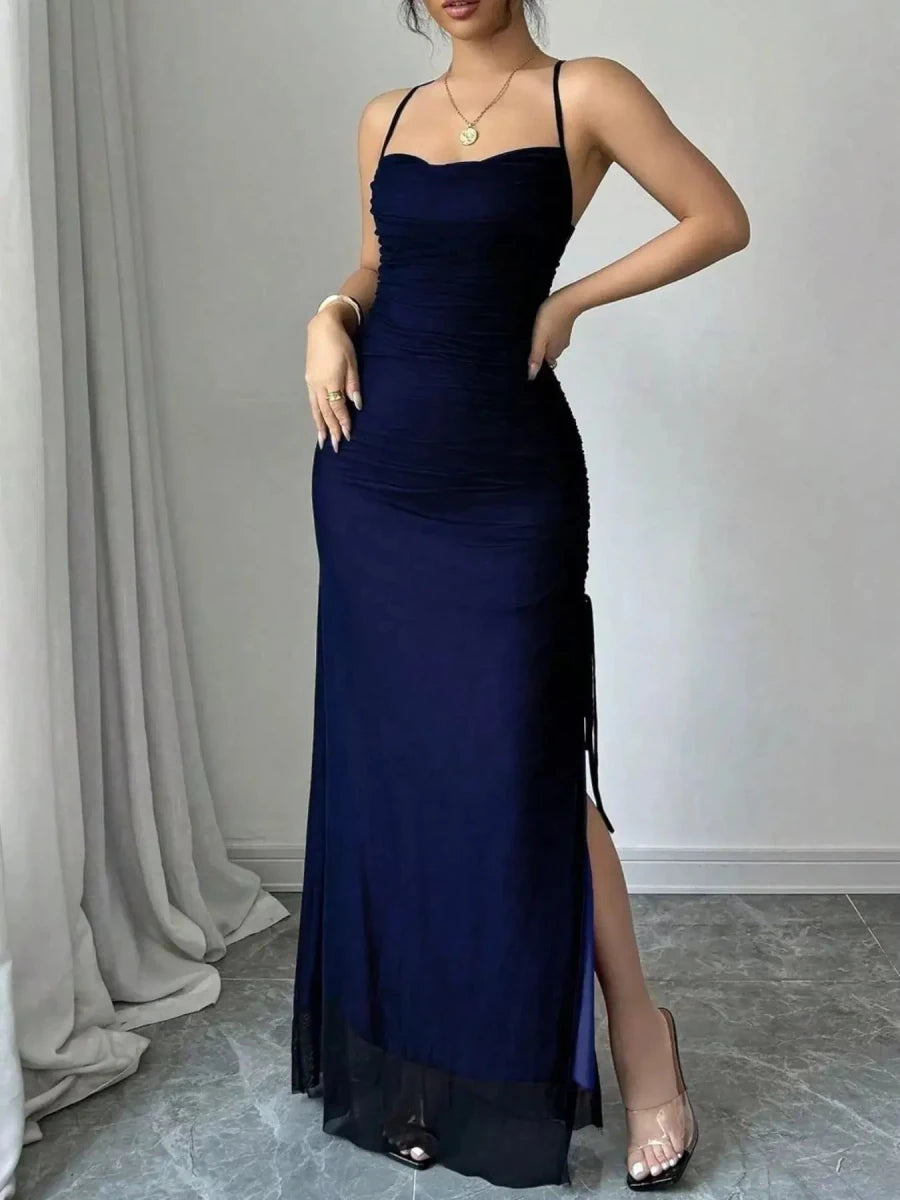 Elior Allure Ruched Strap Maxi Dress - Lustreve