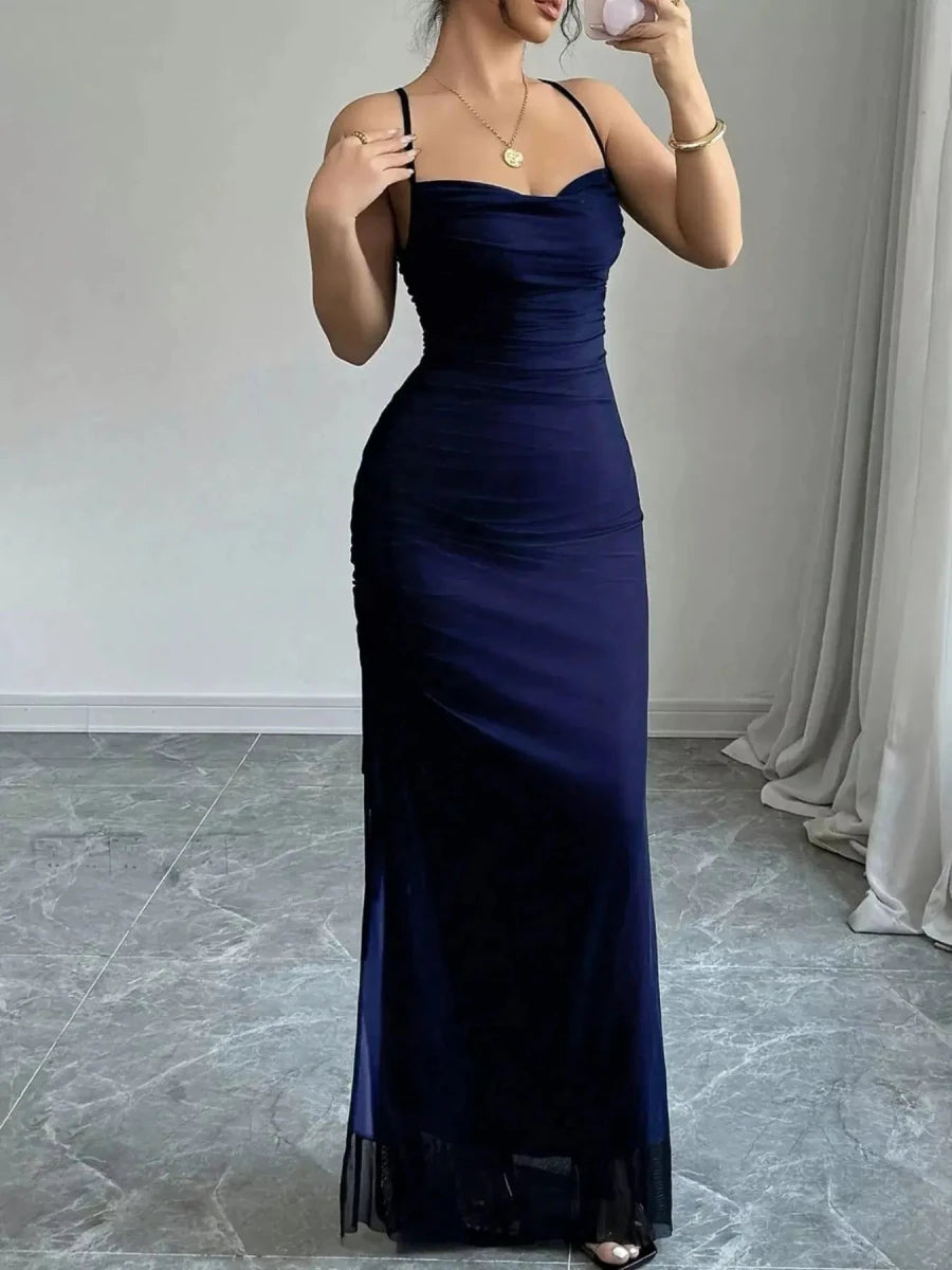 Elior Allure Ruched Strap Maxi Dress - Lustreve
