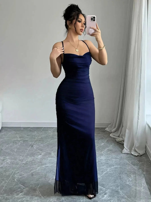 Elior Allure Ruched Strap Maxi Dress - Lustreve