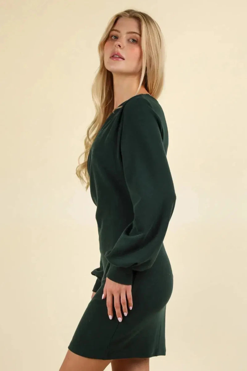 Evergreen Maeve Drape - Front Bodycon Dress - Lustreve