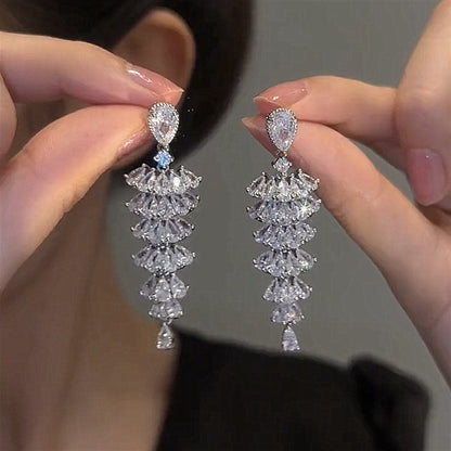 Sparkling Zircon Christmas Tree Drop Dangle Earrings