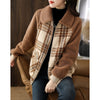 Simple  Plaid Raglan Sleeve Slimming Coat