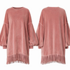 Soft Focus Fringe-Sway Sweater Mini Dress