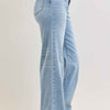 Judy Blue Mid Rise Retro Wide Leg Jeans with Fold-over Waistband