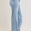 Judy Blue Mid Rise Retro Wide Leg Jeans with Fold-over Waistband
