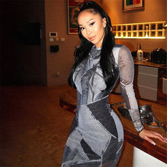 Revery Luxe – Robe slim en jean imprimé