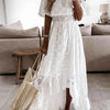 Eyelet Ruffled Hem Off-Shoulder Dress