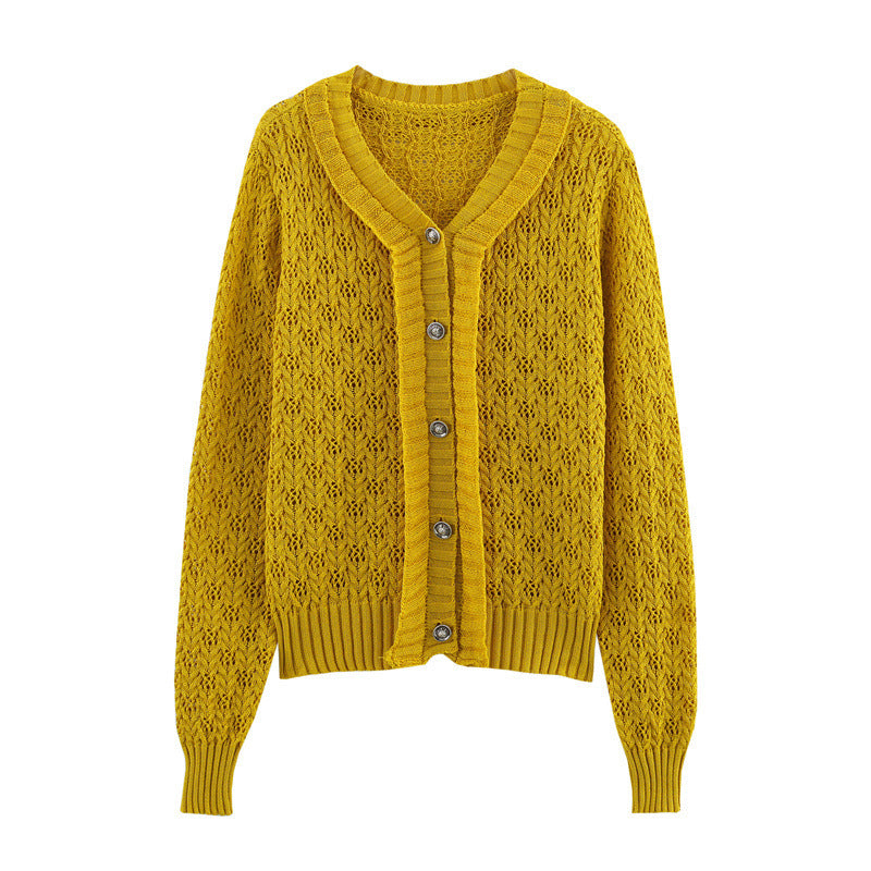 Strickcardigan mit Rüschen in Zitrusfarben 