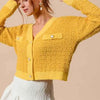 SO ME Frayed Tweed Knit Buttoned Front Cardigan