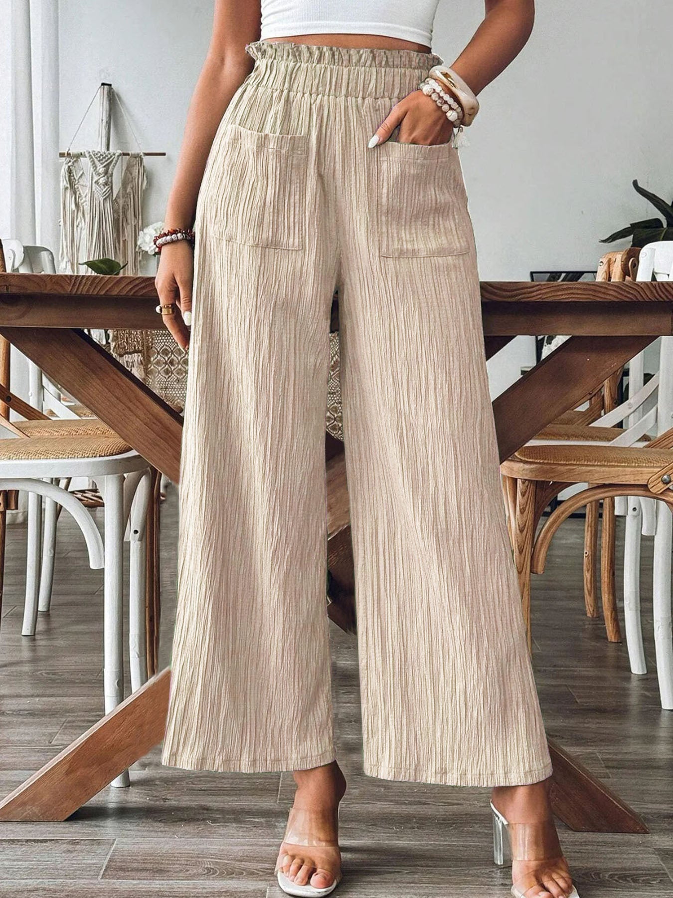 Effortless Breeze Wide-Leg Crinkle Pants