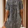 Pocketed Collared Neck Short Sleeve Denim Dress