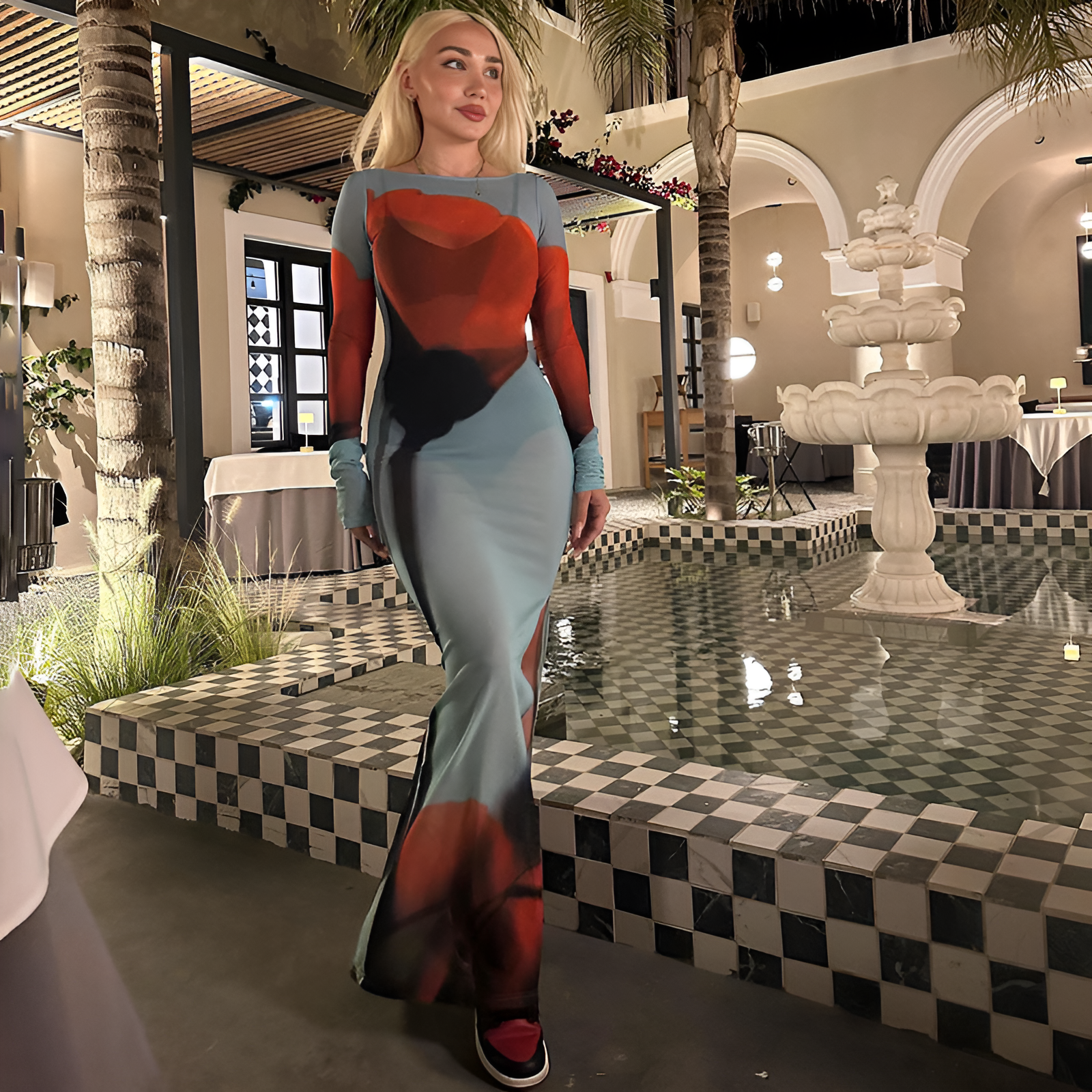 Serene Bloom Sheer Maxi Dress